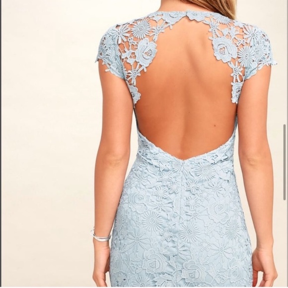 Alice + Olivia Clover Laced Mini Dress Baby Blue Back Cutout Cocktail Size 4 - Picture 3 of 11